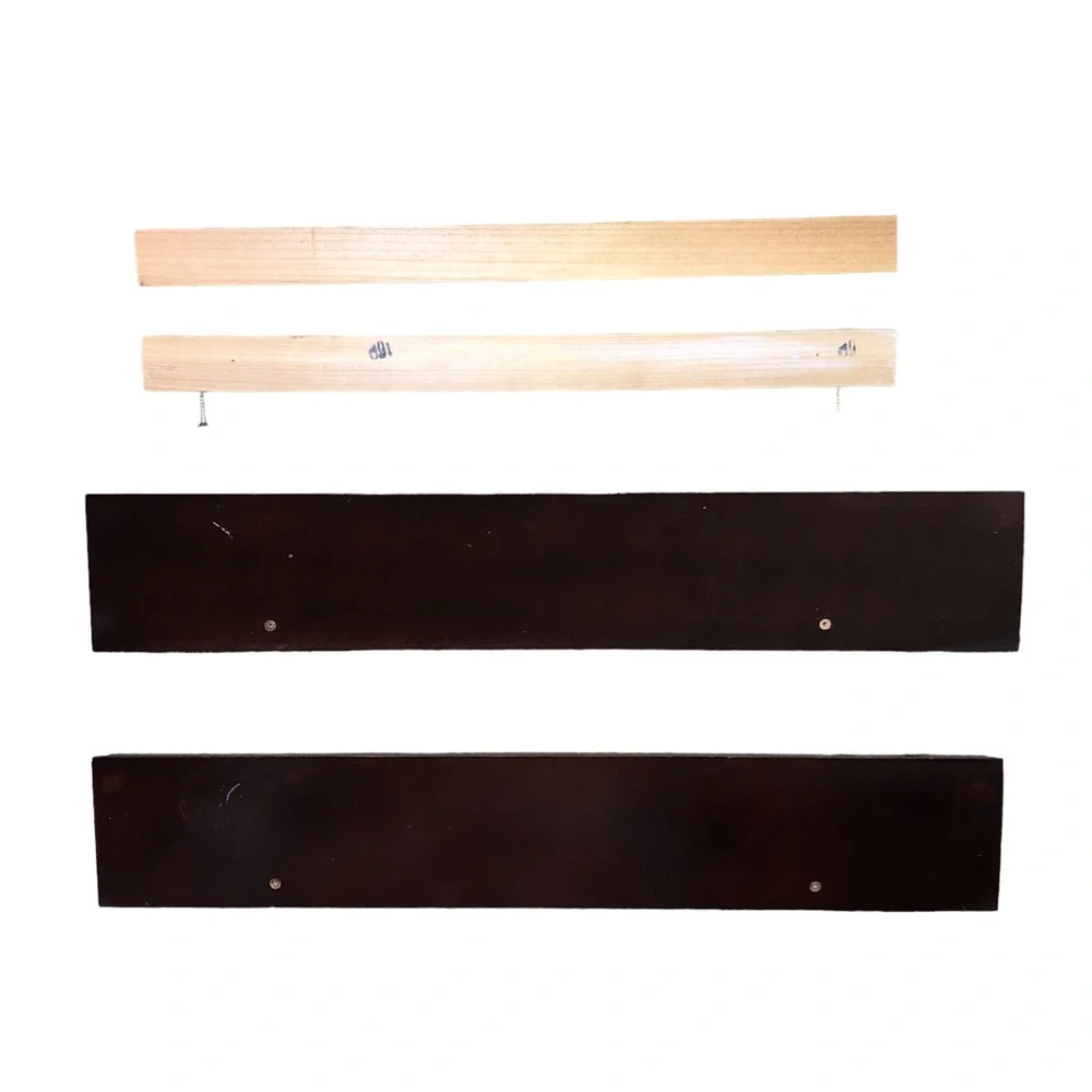 Set of 2 Wood Mahogany Floating Shelves